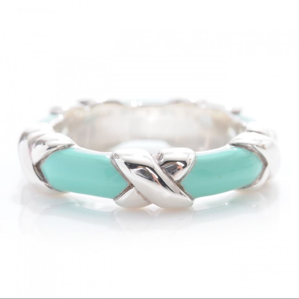 Tiffany & Co. ring with enamel inlays and X motifs